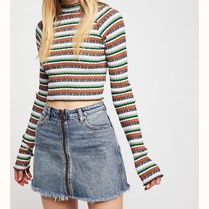 Free People Zip It Up Mini Skirt denim size 29